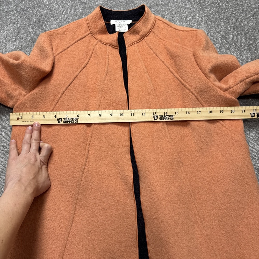Vintage Orange Women's 10 Wool Blend Open Front Jacket Mandarin Collar Lecover - Picture 4 of 6